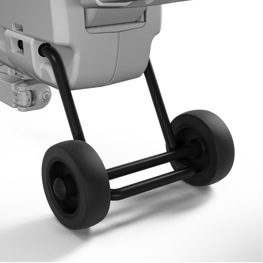 Close up of Thule Transport Wheels attached to bike rack