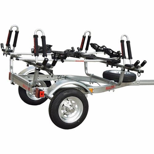 Malone MicroSport 2 Kayak/2 Bike Trailer, Spare Tire, 2 FoldAway-J Carriers, 2 Bike Racks Default Title